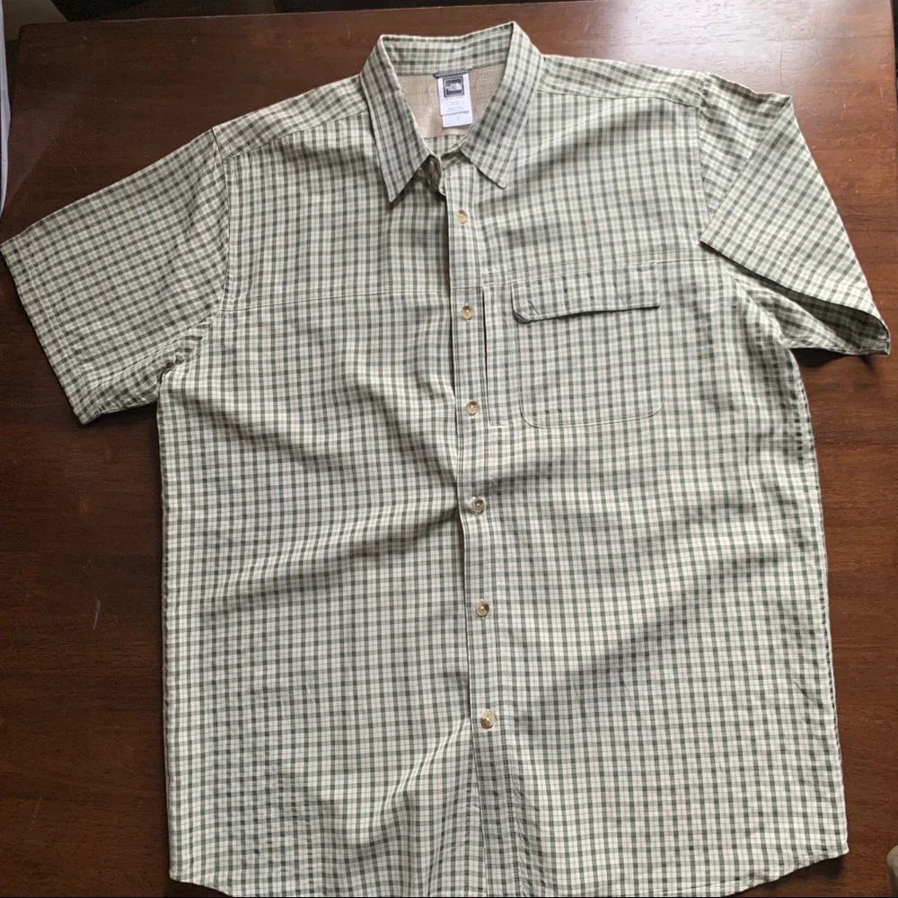 THE NORTH FACE Green Plaid Button Down Short Sleeve Shirt Size XL